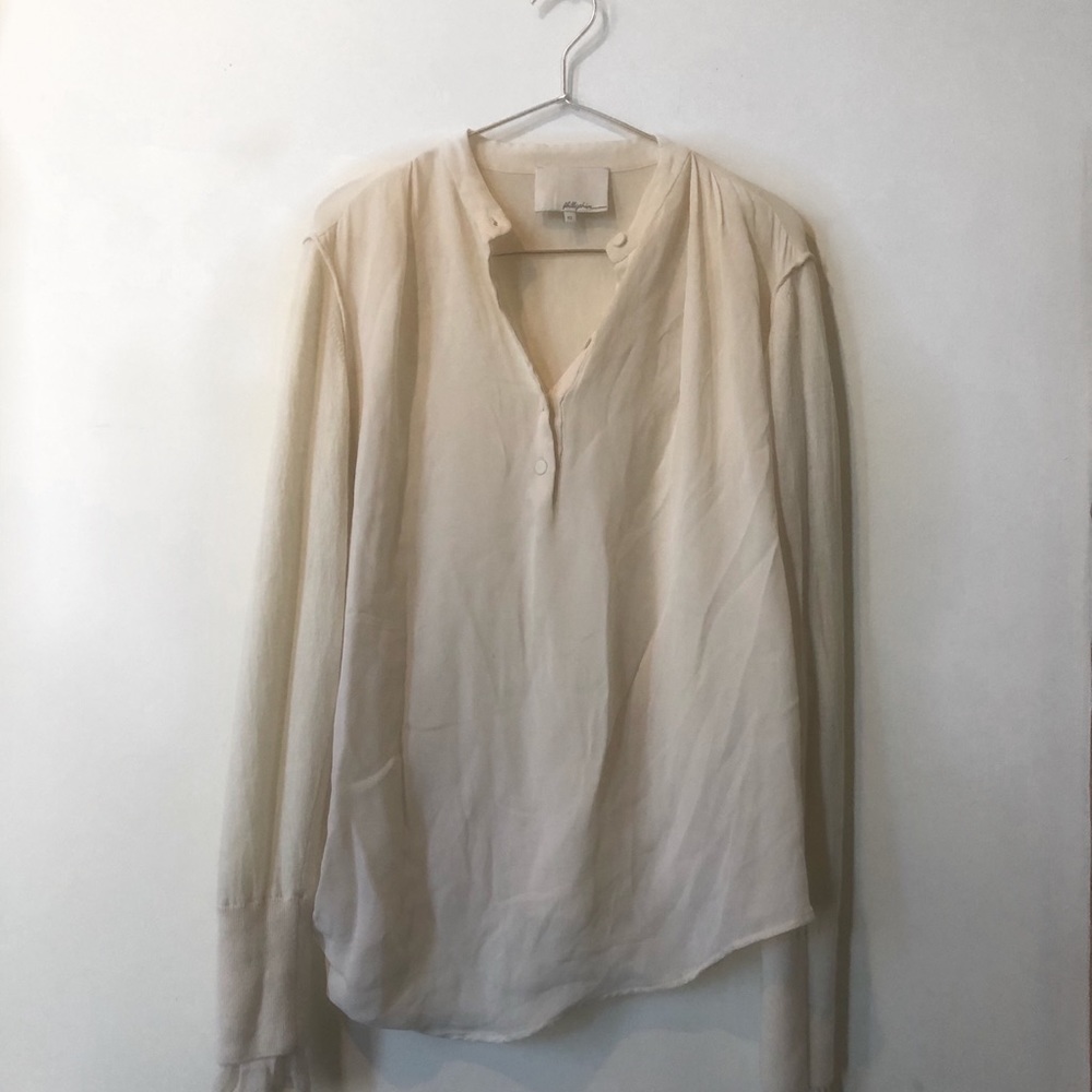 Phillip Lim Cream  blouse with knit sleeves
